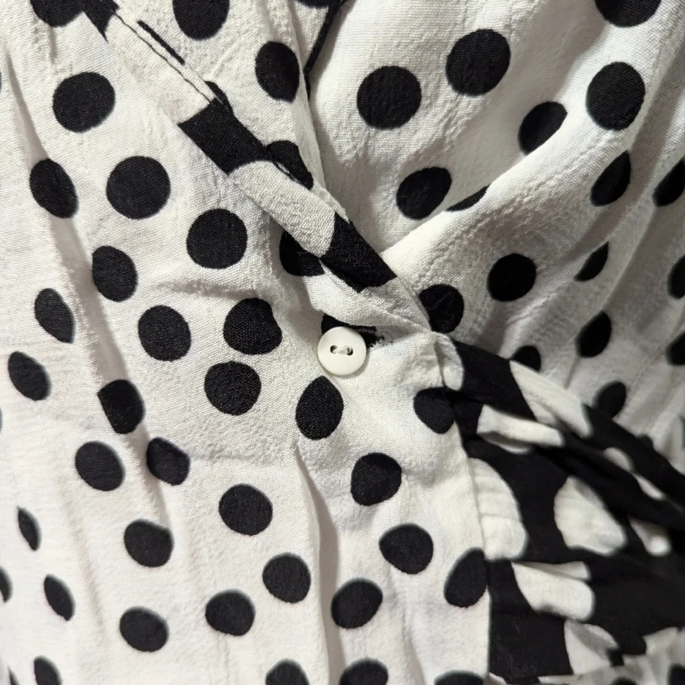 Zara TRF Viral Polka Dot Wrap Blouse with 3/4 Puff Sleeves - Picture 13 of 16